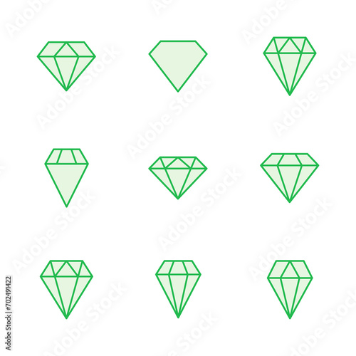 Diamond icon set. diamond gems vector icon.