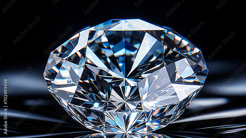 Magnificent Cut Diamond Macro View: Spectacular Light Reflections on a Luxurious Gem Magnificent Cut Diamond Macro View: Spectacular Light Reflections on a Luxurious Gem