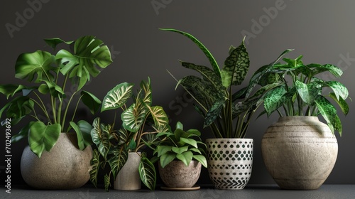 A row of potted plants sitting on top of a table. Suitable for home decor and gardening themes