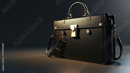 A black briefcase sitting on top of a table. Suitable for business and professional concepts photo