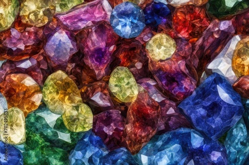 The background is made of precious stones.