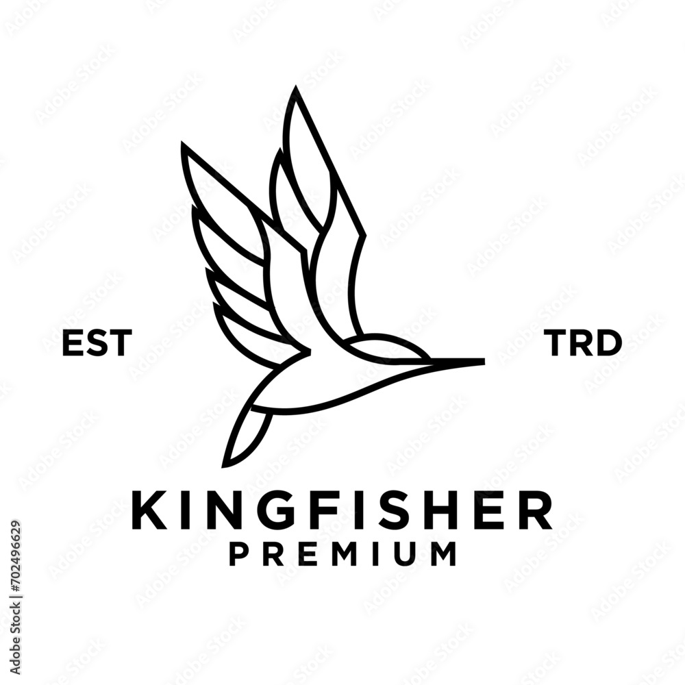 Fototapeta premium Kingfisher Bird Line logo icon design illustration