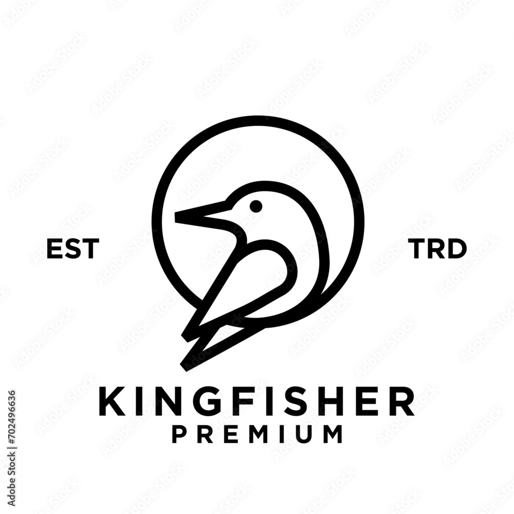 Kingfisher Bird Line logo icon design illustration Kingfisher Bird Line logo icon design illustration