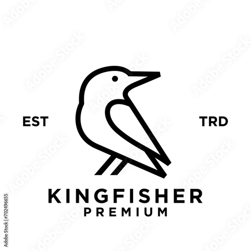 Kingfisher Bird Line logo icon design illustration photo