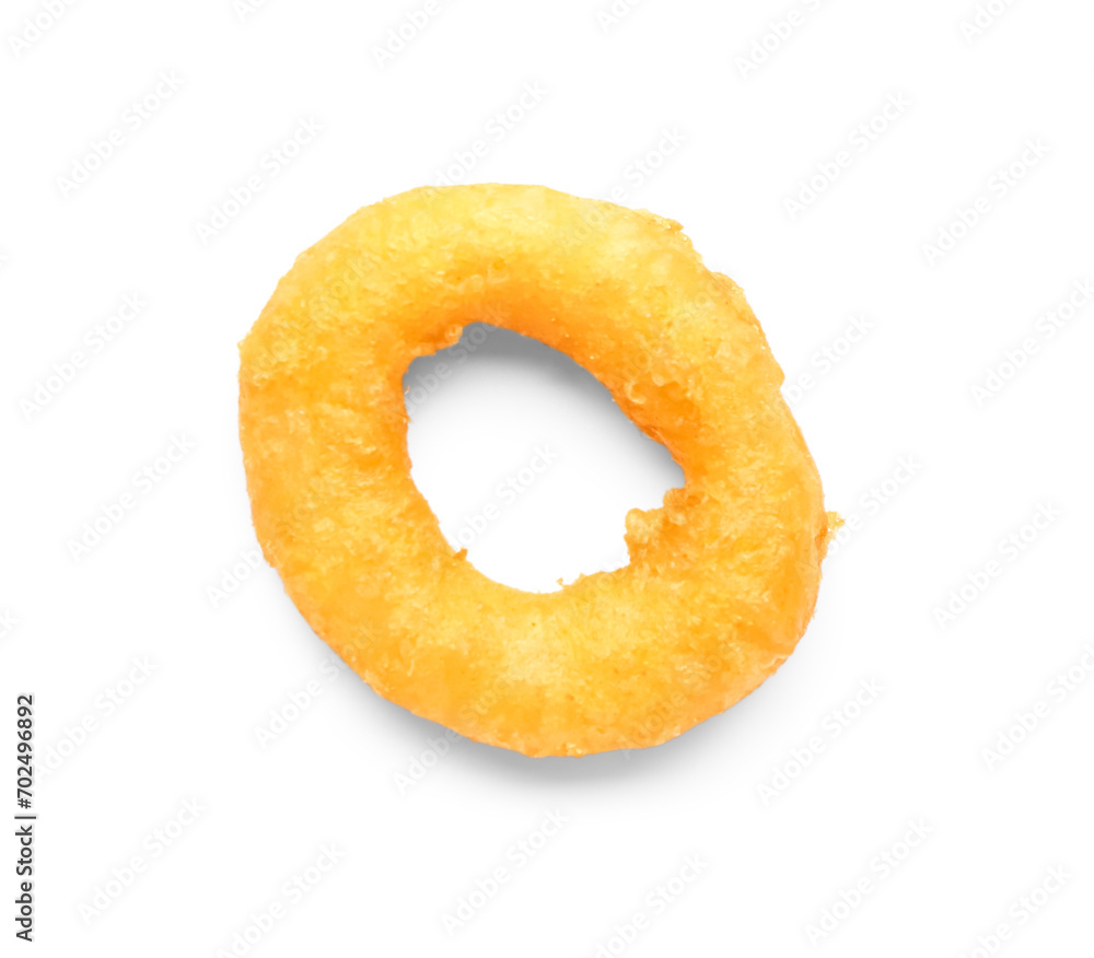 Fried breaded onion ring on white background Fried breaded onion ring on white background