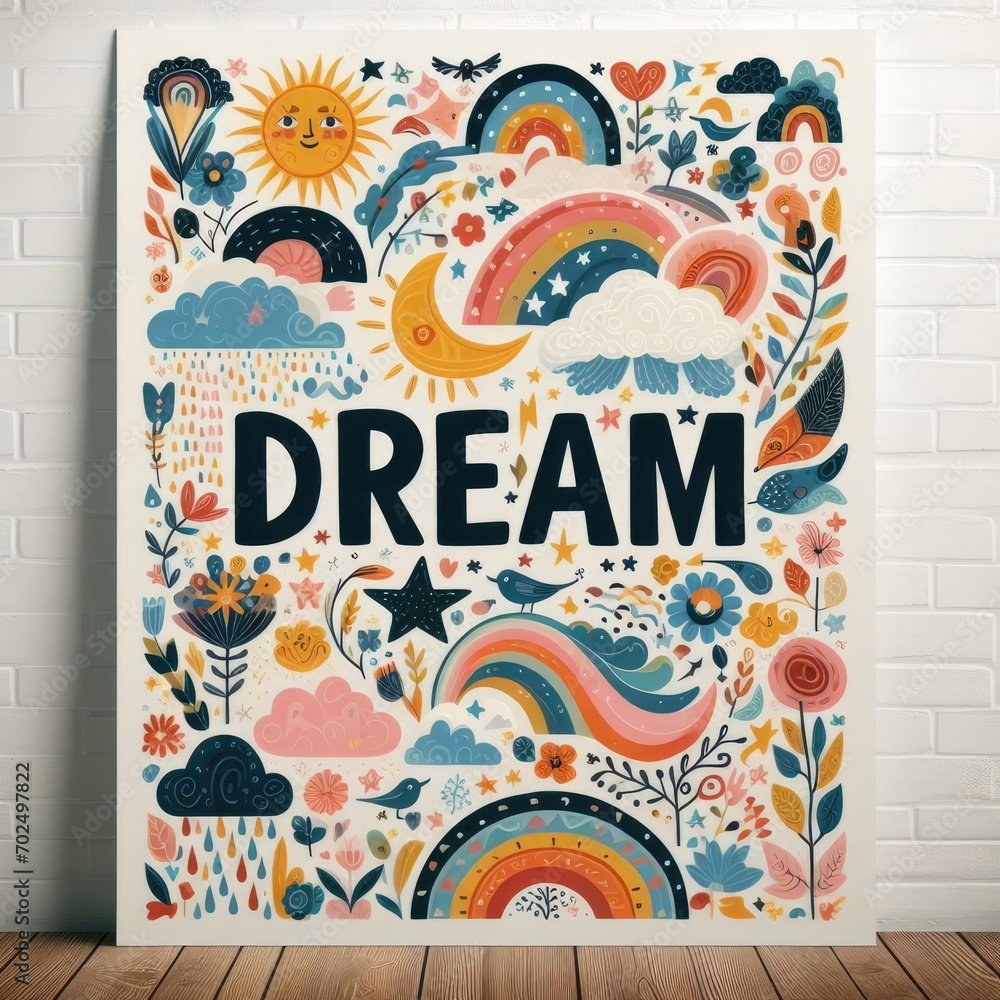 Dream word art, quote, motivational poster.