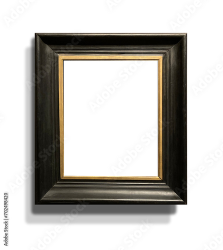 Black wooden frame with golden stroke (ID: 702498420)
