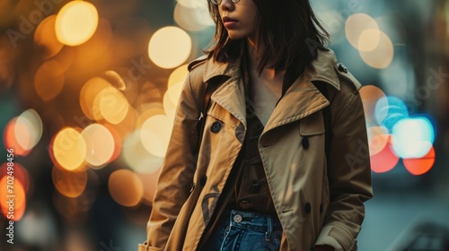 Classic Trench Take your denim game to the next level by pairing a classic trench coat with highwaisted jeans and ankle boots for a sophisticated yet relaxed outfit. photo