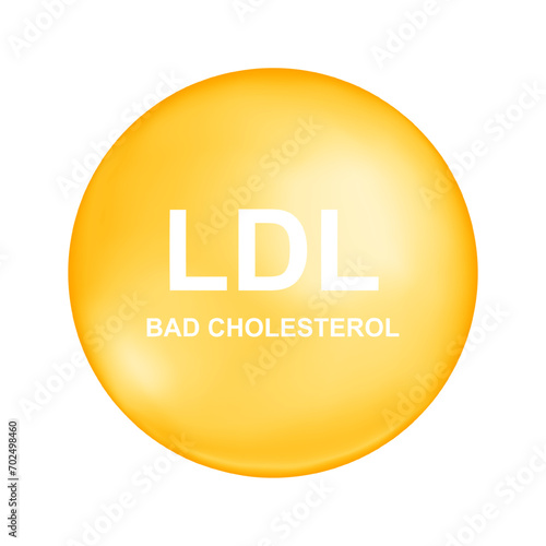 Cholesterol LDL type. Bad cholesterin bubble. Low density lipoprotein icon isolated on white background. Medical infographic. Vector cartoon illustration.