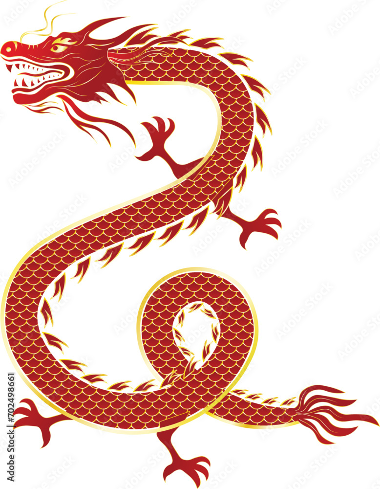 Vector Dragon Chinese New Year Celebration Element Red Gold
