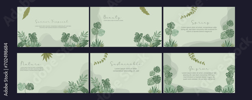 spring tropical template background pack, digital handmade design, presentation, greeting card, copy space photo