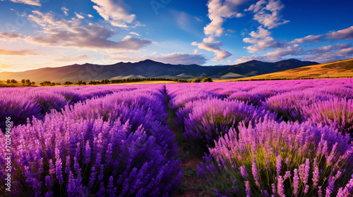 Lavender Field in Full Bloom - A Spectacular Sea of Purple Enhancing Nature s Beauty