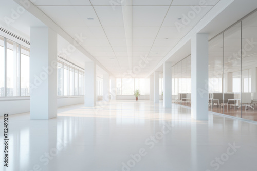 White modern empty office with columns