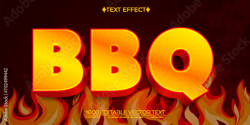 Gold and Red Bold Bbq Editable Vector 3D Text Effect