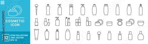 Collection icons of cosmetic, beauty, makeup, deodorant, lotion, editable and resizable EPS 10.
