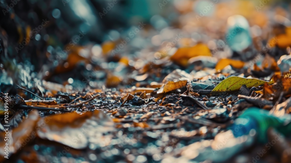 A detailed view of fallen leaves on the ground. Ideal for nature-themed designs and autumn-related projects