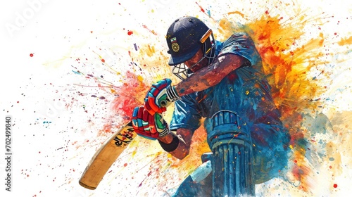 A cricket player is shown in action, hitting a ball with a bat. This image can be used to illustrate cricket matches or sports-related articles photo