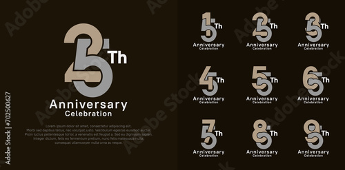 anniversary logotype vector design with brown and gray color for celebration moment