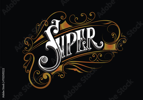 SUPER word lettering custom template design