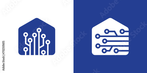 smart home logo design, cable circuit, home installation, icon, vector, symbol.