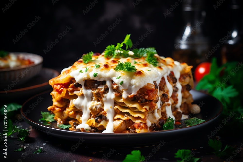 Appetizing Italian Lasagna - Classic Comfort Food with a Blank Space for Custom Text