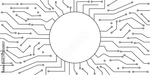 circular circuit board frame with copy space photo