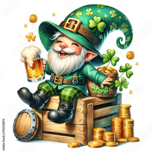 Cute Gnome Celtic Warrior Shield Clipart Illustration