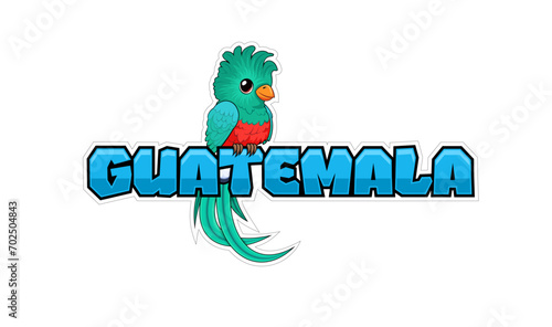 Vector Guatemala sticker with a quetzal