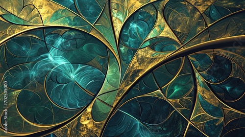 Abstract pattern and texture in gold and emerald photo