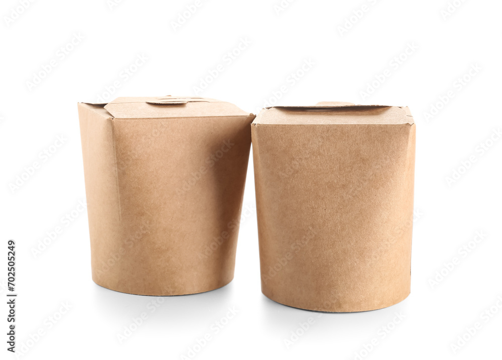 Takeaway paper boxes on white background Takeaway paper boxes on white background