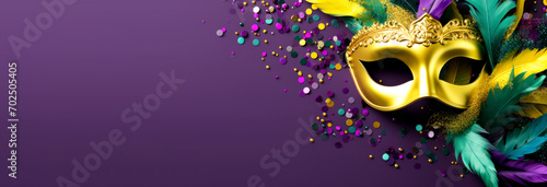 Mardi Gras Mask festival banner background © iDoPixBox