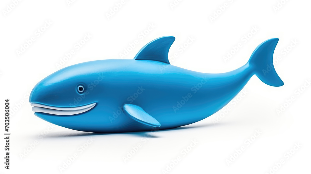 Funny blue whale formed from plasticine on white background Funny blue whale formed from plasticine on white background