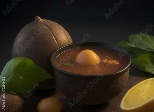 The ecuadorian national dish Encebollado soup on the table