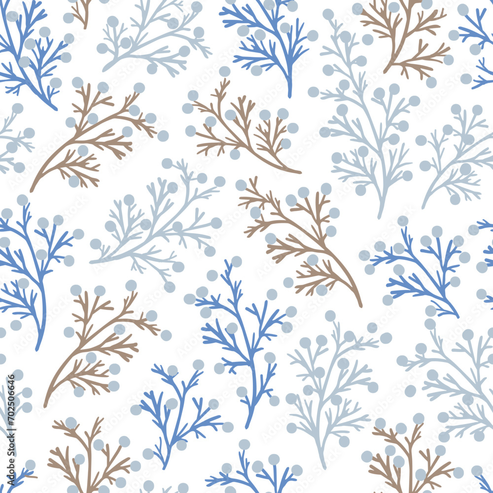 custom made wallpaper toronto digitalNature Frost Winter Branches and Berries Pattern