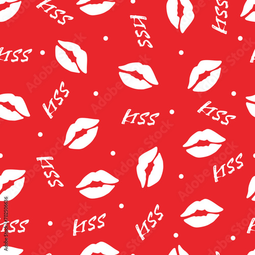 Intimate Romantic Red Kisses Fervor Vector Pattern