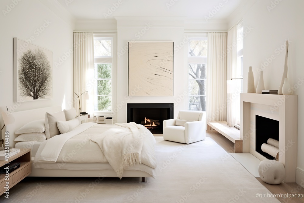 Experience the fusion of style and comfort in this minimalist bedroom, boasting a sleek floating bed frame, hidden lighting, and a soft, muted color palette. Experience the fusion of style and comfort in this minimalist bedroom, boasting a sleek floating bed frame, hidden lighting, and a soft, muted color palette.