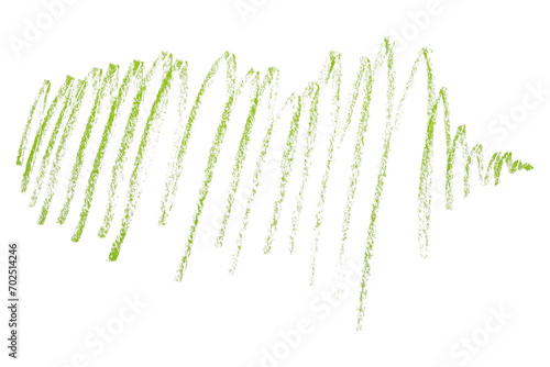 green pencil strokes isolated on transparent background