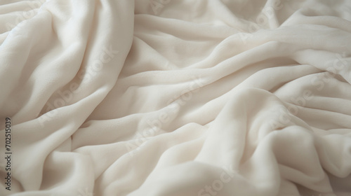 Close-up view of a soft textured white fabric, highlighting its delicate folds and elegant simplicity.