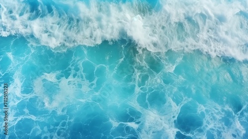From above aerial view of turquoise ocean water with splashes and foam for abstract natural background and texture   Generative AI