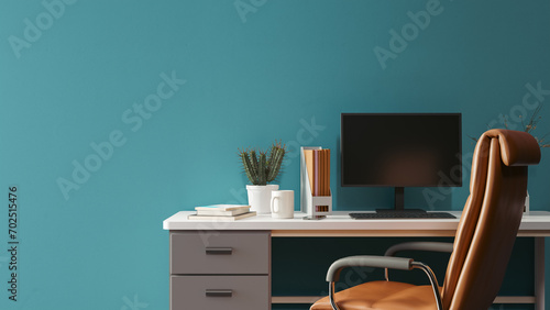 Copy space background with office desk for posting employee hiring notices, 3d rendering photo