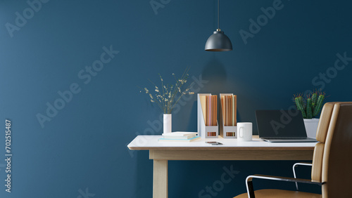 Copy space background with office desk for posting employee hiring notices, 3d rendering photo
