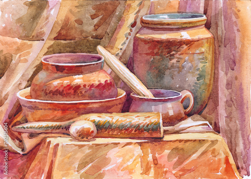Fotografie Still life painted with watercolor