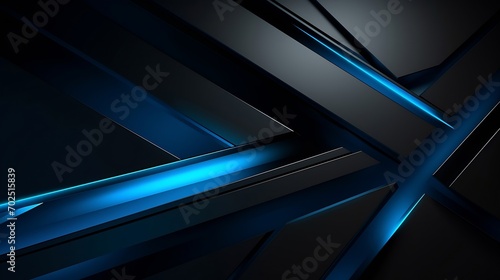 Modern black blue abstract background. Minimal. Color gradient. Dark. Web banner. Geometric shape. 3d effect. Lines stripes triangles. Design. Futuristic. Cut paper or metal effect. Lu : Generative AI