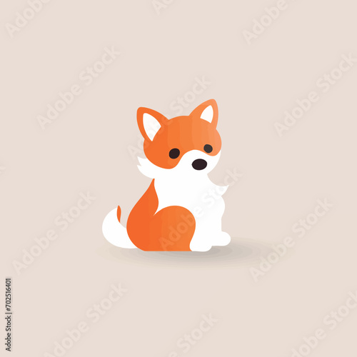 Cute dog icon. Vector illustration in flat style. Isolated on white background.
