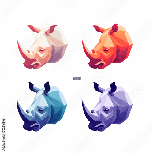 rhinoceros head logo template vector icon illustration design on white background