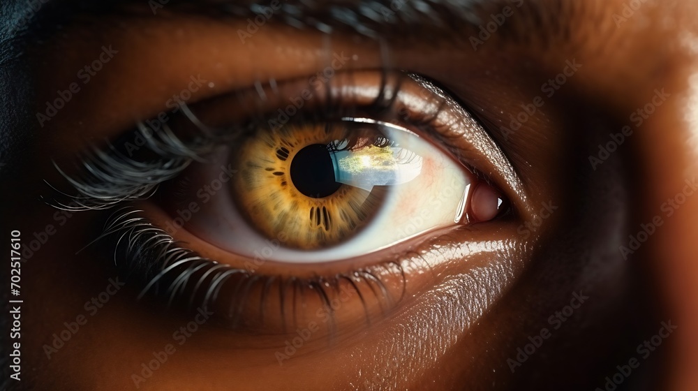 Close up of an African man's face. Eye macro with black iris. Close-up details and visible masculine features. Eyelashes and eyebrows in order. : Generative AI Close up of an African man's face. Eye macro with black iris. Close-up details and visible masculine features. Eyelashes and eyebrows in order. : Generative AI