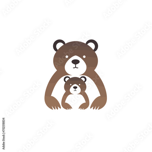 Cute bear icon. Flat design. Vector illustration. 