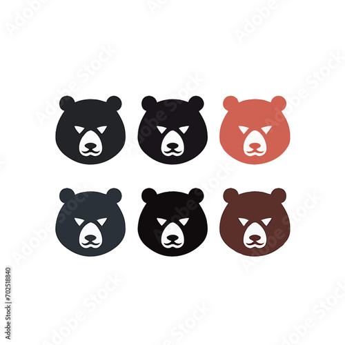 Cute bear icon. Flat design. Vector illustration. 