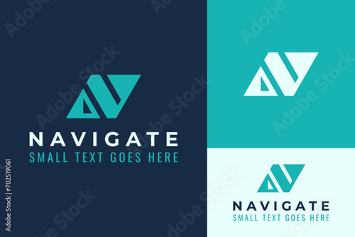 Initial Monogram Letter N Navigate Compass Direction Guide Logo Design Branding Template