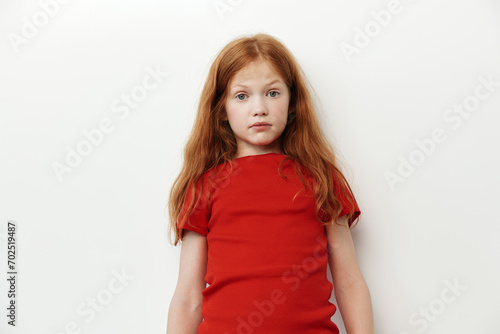 Portrait little girl unhappy expression caucasian childhood female sad emotion person cute
